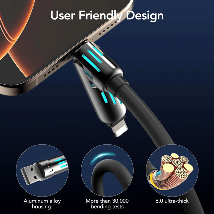 🔥Dernier jour 49% de réduction🔥 - Câble de chargement USB 4 en 1 mFish charge rapide MAX 240W