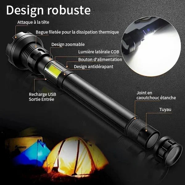 🔦Lampe de poche laser tactique LED rechargeable