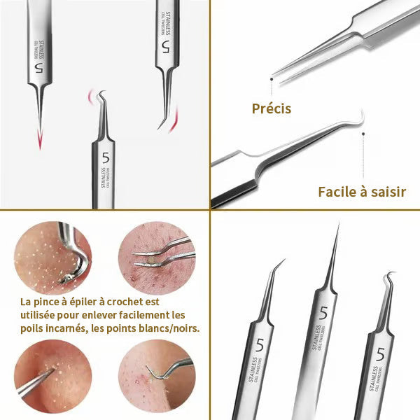 VENTE FLASH 49% DE RÉDUCTION💥 Pinces Professionnelles pour Enlever les Points Noirs du Visage
