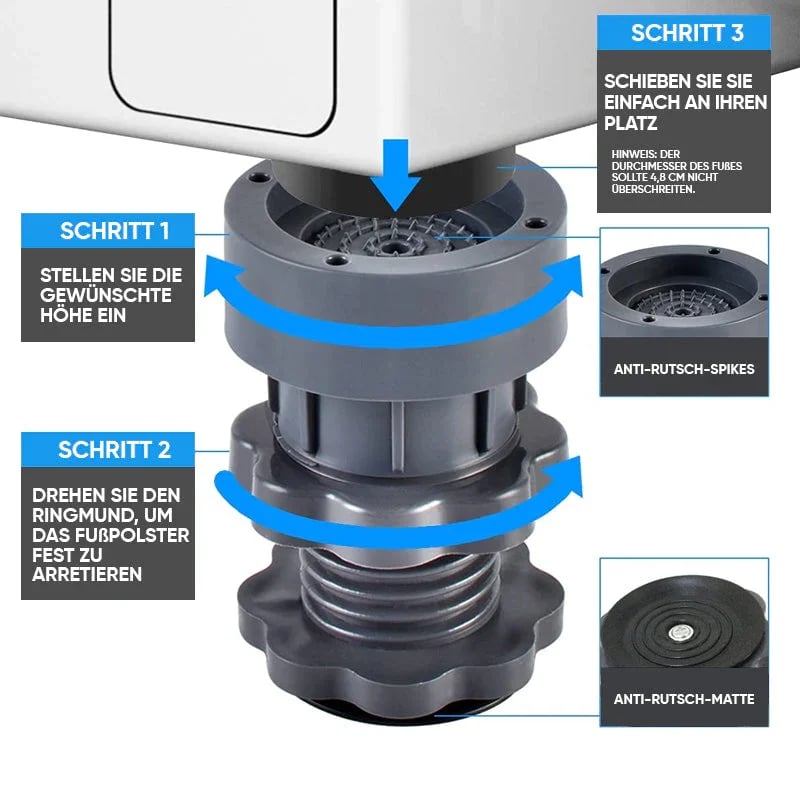 Support de machine à laver réglable en hauteur 4 pièces