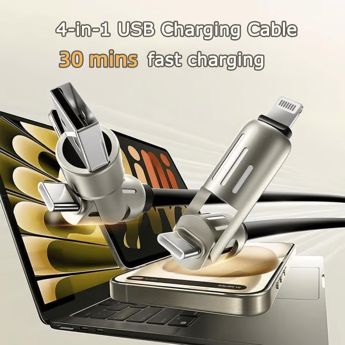 🔥Dernier jour 49% de réduction🔥 - Câble de chargement USB 4 en 1 mFish charge rapide MAX 240W